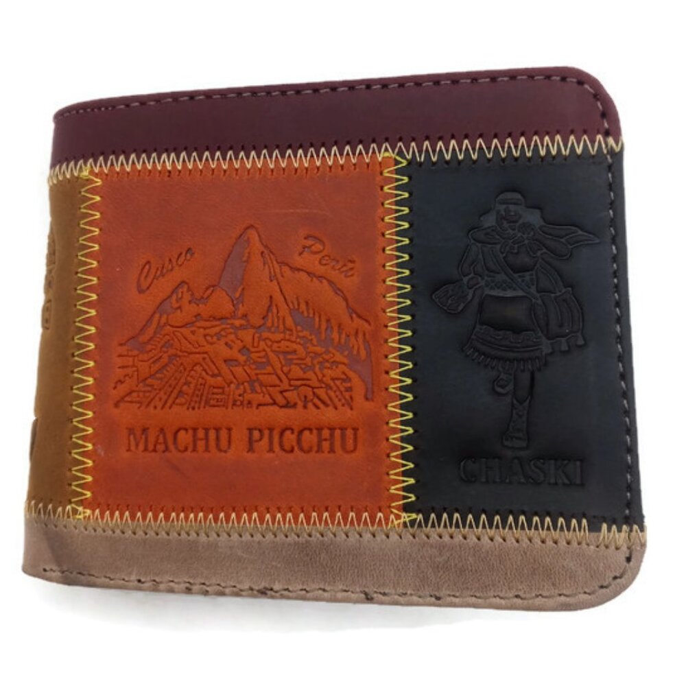 Men's Leather Wallet Design Mysterious City of Machu Picchu